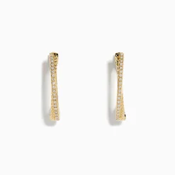 Earrings|Effy Jewelry D'Oro 14K Yellow Gold Diamond Hoop Earrings