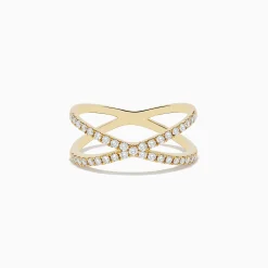Rings|Effy Jewelry D'oro 14K Yellow Gold Diamond Crossover Ring 0.37 TCW