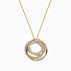 Necklaces & Pendants|Effy Jewelry D'Oro 14K Yellow Gold Diamond Crossover Circles Pendant, 0.41 TCW