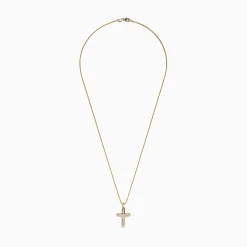 Necklaces & Pendants|Effy Jewelry D'Oro 14K Yellow Gold Diamond Cross Pendant, 0.25 TCW