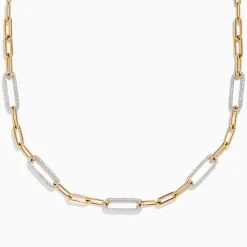 Necklaces & Pendants|Effy Jewelry D'oro 14K Yellow Gold Diamond Paperclip Necklace
