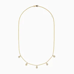 Necklaces & Pendants|Effy Jewelry D'oro 14K Yellow Gold Diamond Rain Drop Station Necklace 0.49 TCW