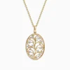 Necklaces & Pendants|Effy Jewelry D'Oro 14K Yellow Gold Diamond Vine Pendant, 0.15 TCW