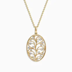 Necklaces & Pendants|Effy Jewelry D'Oro 14K Yellow Gold Diamond Vine Pendant, 0.15 TCW