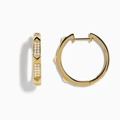 Earrings|Effy Jewelry D'Oro 14K Yellow Gold Diamond Hoop Earrings