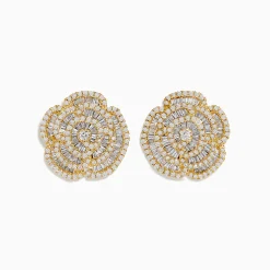 Earrings|Effy Jewelry D'oro 14K Yellow Gold Diamond Flower Earrings 1.43 TCW