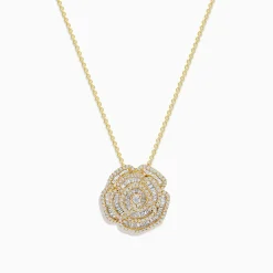 Necklaces & Pendants|Effy Jewelry D'oro 14K Yellow Gold Diamond Flower Pendant 1.03 TCW