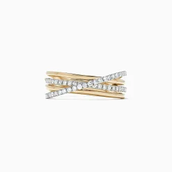 Rings|Effy Jewelry D'Oro 14K Yellow Gold Diamond Crossover Band, 0.29 TCW