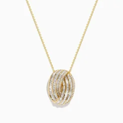 Necklaces & Pendants|Effy Jewelry D'oro 14K Yellow Gold Diamond Crossover Pendant 1.03 TCW