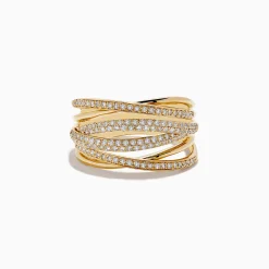Rings|Effy Jewelry D'Oro 14K Yellow Gold Diamond Crossover Ring, 0.54 TCW
