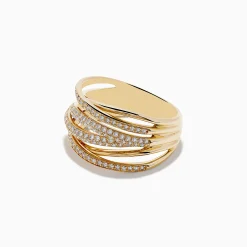 Rings|Effy Jewelry D'Oro 14K Yellow Gold Diamond Crossover Ring, 0.54 TCW