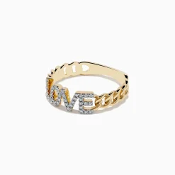 Rings|Effy Jewelry D'Oro 14K Yellow Gold Diamond "LOVE" Chain Link Ring