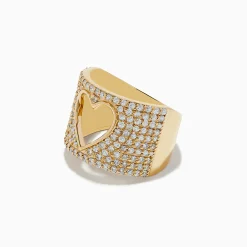 Rings|Effy Jewelry D'oro 14K Yellow Gold Diamond Open-Heart Ring