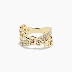 Rings|Effy Jewelry D'Oro 14K Yellow Gold Diamond Chain Link Crossover Ring