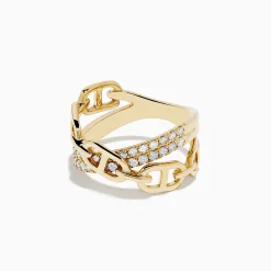 Rings|Effy Jewelry D'Oro 14K Yellow Gold Diamond Chain Link Crossover Ring