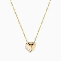 Necklaces & Pendants|Effy Jewelry D'Oro 14K Yellow Gold Diamond Heart Pendant