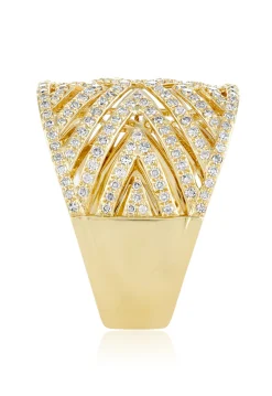 Rings|Effy Jewelry D'Oro 14K Yellow Gold Diamond V Maze Ring, 0.82 TCW