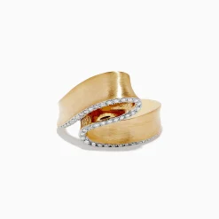 Rings|Effy Jewelry D'oro 14K Yellow Gold Diamond Ribbon Ring 0.26 TCW