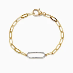 Bracelets|BH Multi D'oro 14K Yellow Gold Diamond Paperclip Bracelet 0.16 TCW