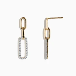 Earrings|BH Multi D'Oro 14K Yellow Gold Diamond Paperclip Earrings, 0.29 TCW