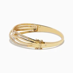 Bracelets|Effy Jewelry D'oro 14K Yellow Gold Diamond Crossover Bangle