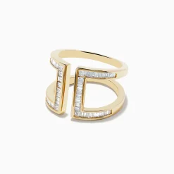 Rings|Effy Jewelry D'Oro 14K Yellow Gold Diamond Open Shank Ring, 0.82 TCW