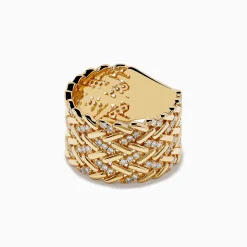 Rings|Effy Jewelry D'Oro 14K Yellow Gold Diamond Basket Weave Ring