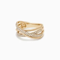 Rings|Effy Jewelry D'Oro 14K Yellow Gold Diamond Crossover Ring, 0.40 TCW
