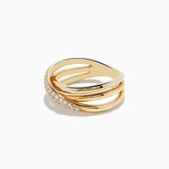 Rings|Effy Jewelry D'Oro 14K Yellow Gold Diamond Crossover Ring, 0.18 TCW