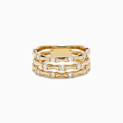 Rings|Effy Jewelry D'Oro 14K Yellow Gold Diamond Bamboo Ring 0.50 TCW