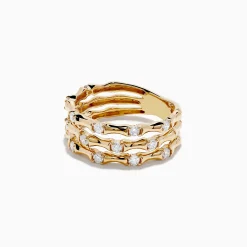 Rings|Effy Jewelry D'Oro 14K Yellow Gold Diamond Bamboo Ring 0.50 TCW