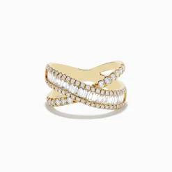 Rings|Effy Jewelry D'Oro 14K Yellow Gold Diamond Criss Cross Ring 1.14 TCW