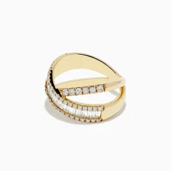 Rings|Effy Jewelry D'Oro 14K Yellow Gold Diamond Criss Cross Ring 1.14 TCW