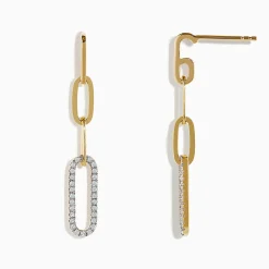 Earrings|Effy Jewelry D'oro 14K Yellow Gold Diamond Paperclip Drop Earrings
