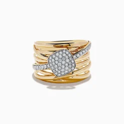 Rings|Effy Jewelry D'Oro 14K Yellow Gold Diamond Crossover Ring, 0.47 TCW