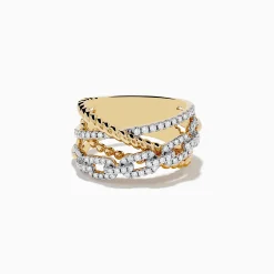 Rings|Effy Jewelry D'Oro 14K Yellow Gold Interlocking Diamond Crossover Ring