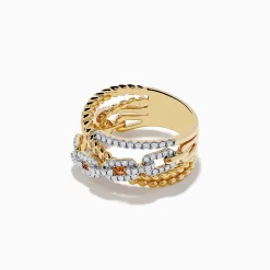 Rings|Effy Jewelry D'Oro 14K Yellow Gold Interlocking Diamond Crossover Ring