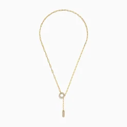 Necklaces & Pendants|Effy Jewelry D'Oro 14k Yellow Gold Paperclip Chain Diamond Necklace