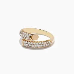 Rings|Effy Jewelry D'Oro 14K Yellow Gold Pave Diamond Bypass Ring