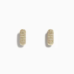Earrings|Effy Jewelry D'Oro 14k Yellow Gold Pave Diamond 3/8" Huggie Earrings