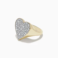 Rings|Effy Jewelry D'Oro 14k Yellow Gold Pave Heart Diamond Statement Ring