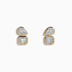 Earrings|Effy Jewelry D'oro 14K Yellow Gold Toi Et Moi Diamond Stud Earrings 0.52 TCW