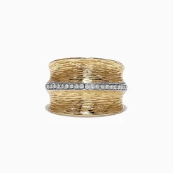 Rings|Effy Jewelry D'Oro 14K Yellow Textured Gold Diamond Ring, 0.24 TCW