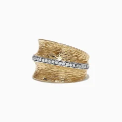 Rings|Effy Jewelry D'Oro 14K Yellow Textured Gold Diamond Ring, 0.24 TCW
