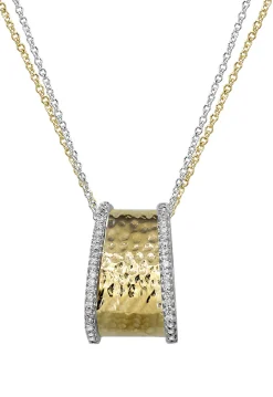 Necklaces & Pendants|Effy Jewelry D'Oro Two Tone 14K Yellow and White Gold Diamond Pendant, 0.20 TCW