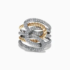 Rings|Effy Jewelry Duo 14K 2 Tone Gold Diamond Ring, 1.01 TCW