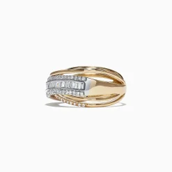 Rings|Effy Jewelry Duo 14K 2 Tone Gold Diamond Crossover Ring, 0.77 TCW