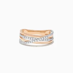 Rings|BH Multi Duo 14K Rose and White Gold Diamond Crossover Ring, 0.29 TCW