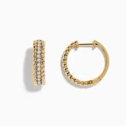 Earrings|Effy Jewelry Duo 14K Two Tone Gold 5/8" Diamond Hoop Earrings