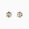 Earrings|BH Multi Duo 14K Two Tone Gold 1/2" Diamond Halo Stud Earrings 0.69 TCW